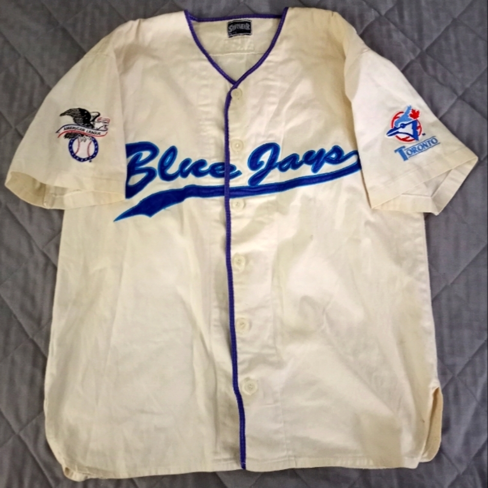 ***EXTREMELY RARE***Vintage TORONTO BLUE JAYS 100% HEAVY COTTON JERSEY